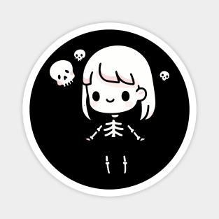 Cute Skeleton Girl With Skulls | Kawaii Girl Design | Cute Halloween gift Magnet